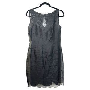 Ann Taylor Black Silk Sleeveless Sheer Overlay Mini Dress
